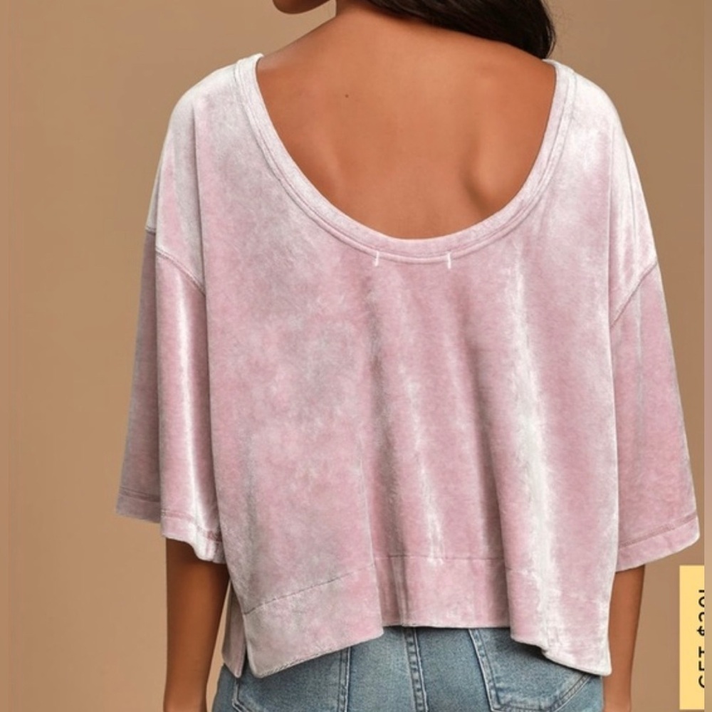 Free People Mauve Velvet Oversized Boxy Tee Size M